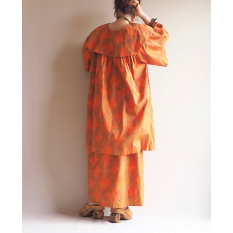 vintage big collar african batik tunic dress & skirt