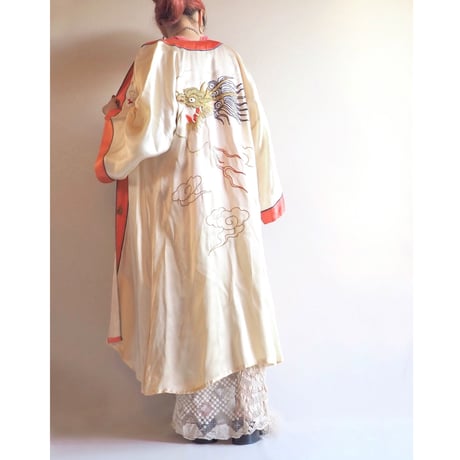 40s dragon embroidered silk robe