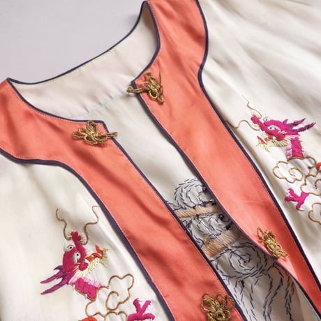 40s dragon embroidered silk robe