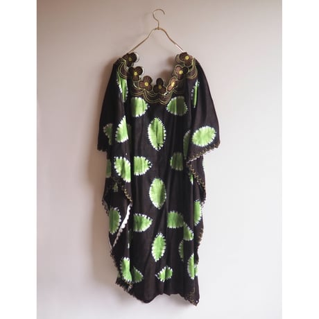 vintage african batik floral kaftan dress
