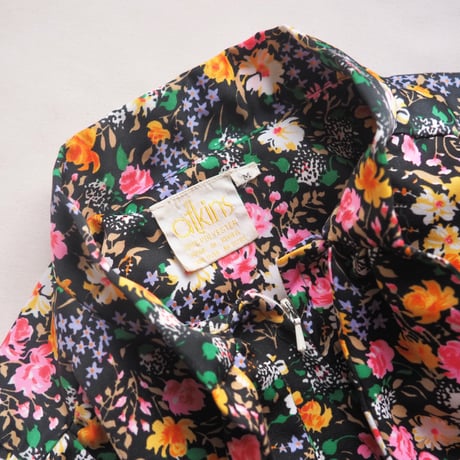 70〜80s "atkins" floral bowtie maxi dress