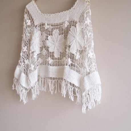 vintage filet lace cropped blouse