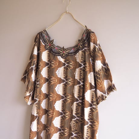 vintage african batik embroidered maxi dress