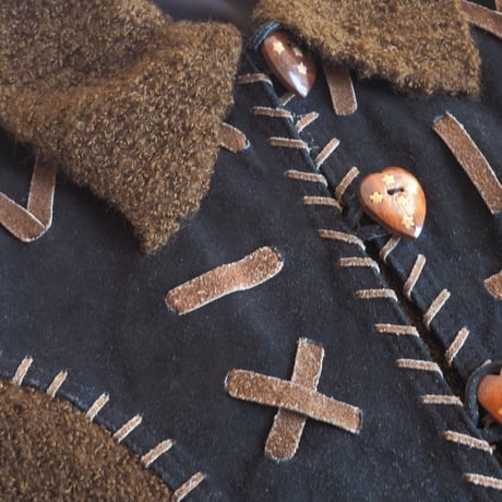 "Sandy Starkman" suede × knitted jacket