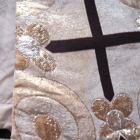 60〜70s metallic floral wrap maxi skirt