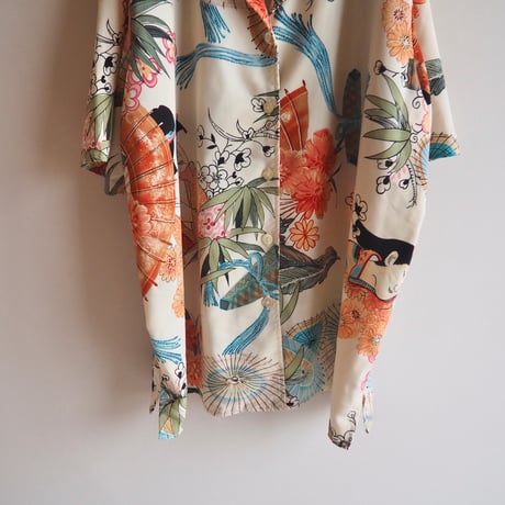 "Maggy Sweet" oriental print oversized s/s blouse