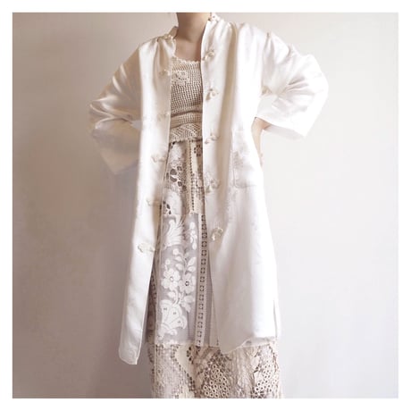 60s chinese white satin coat