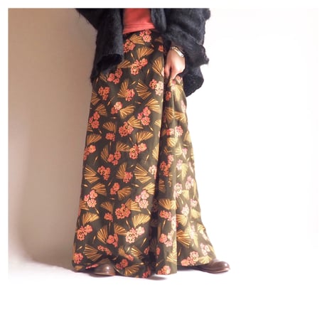 70s floral abstract maxi skirt