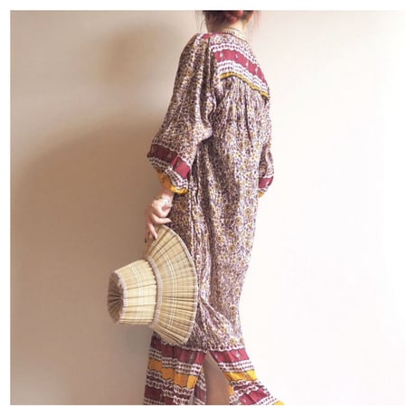 70s pakistan cotton floral maxi dress