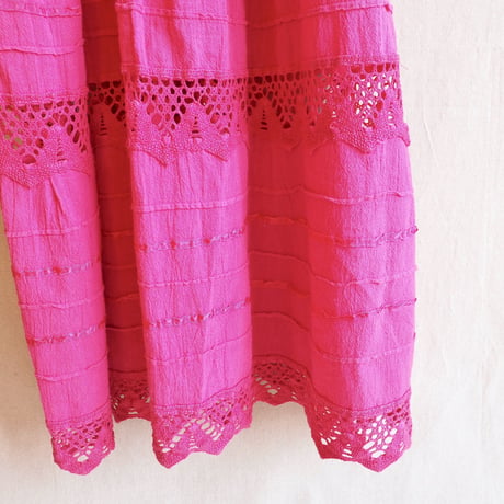 vintage vivid pink gauze maxi dress