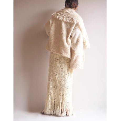 original remake crochet fringe maxi skirt