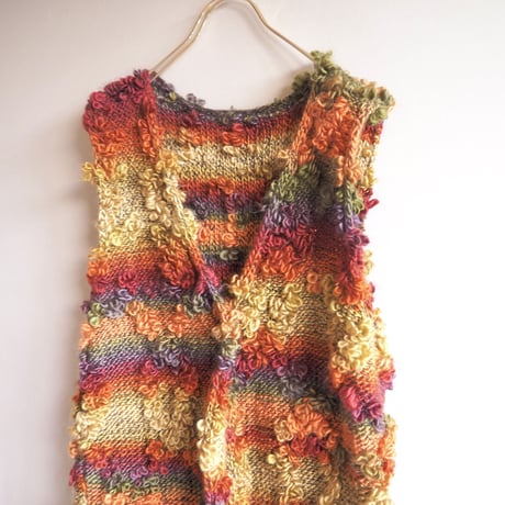 vintage multi color design knit vest