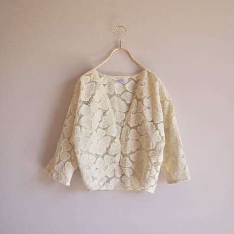 60〜70s floral cropped cardigan