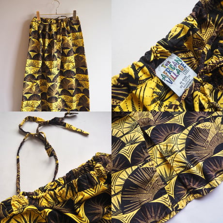 "The African Village" big collar tunic dress & skirt (YE×BK)