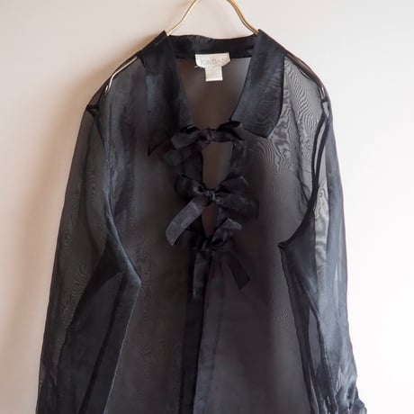 "JORDAN" oversized ribbon sheer blouse