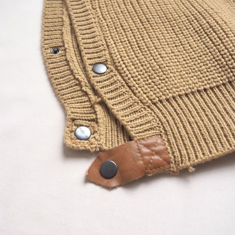 90s knit × leather design poncho vest