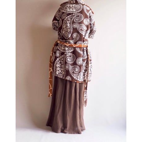 70s brown floral pile robe