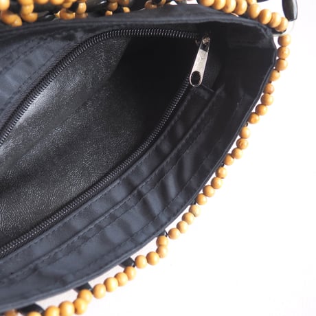 vintage wood beads shoulder bag