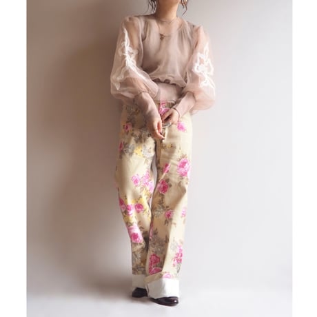 vintage embroidered sheer blouse