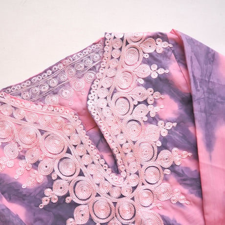 vintage embroidered  tie dyed kaftan dress
