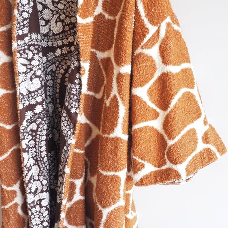 70s brown floral pile robe