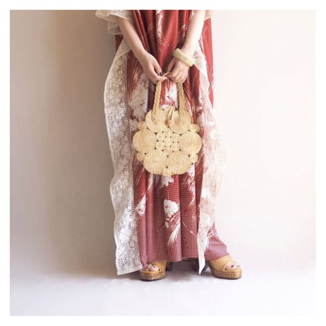 vintage raffia circle  bag