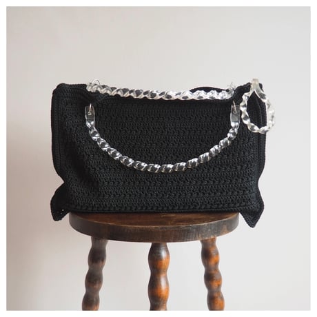 40〜50s lucite crochet woven bag  (BK)
