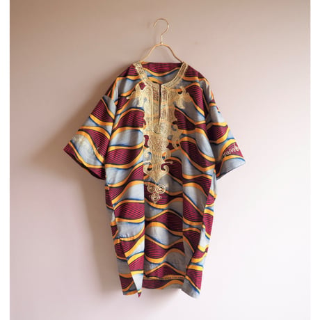 vintage african batik embroidered blouse