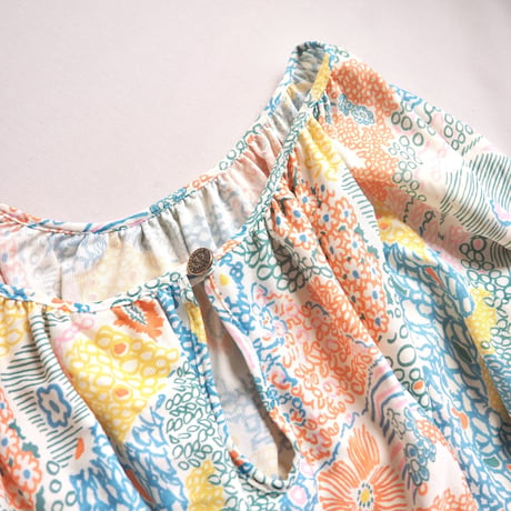 70s floral gather house maxi dress