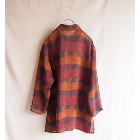 sheer brown abstract print shirts