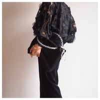 70〜80s "Andree Gaye" floral sheer blouse