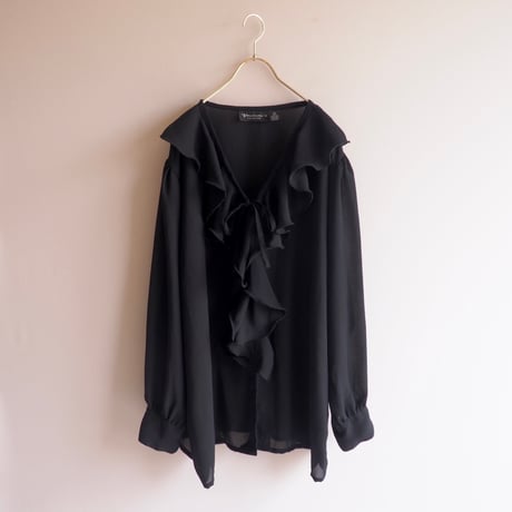 90s oversized ruffle sheer blouse