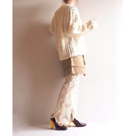 vintage popcorn design knit cardigan