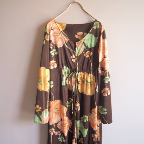 70〜80s "LORRAINE" floral house maxi dress