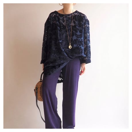 "Carol Little sport" floral velvet sheer blouse