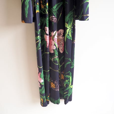 70s floral jersey turtleneck maxi dress