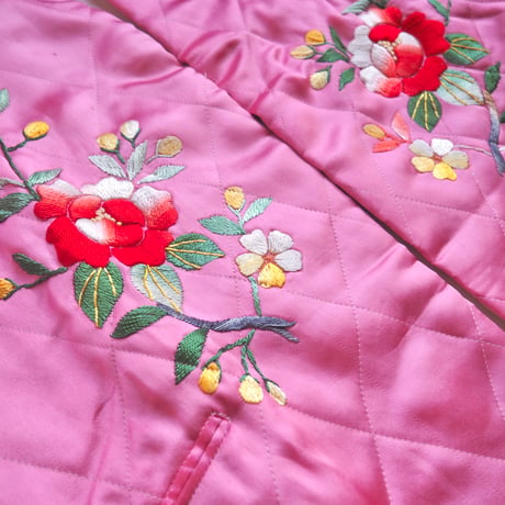 50〜60s chinese embroidered quilt jacket (pink)
