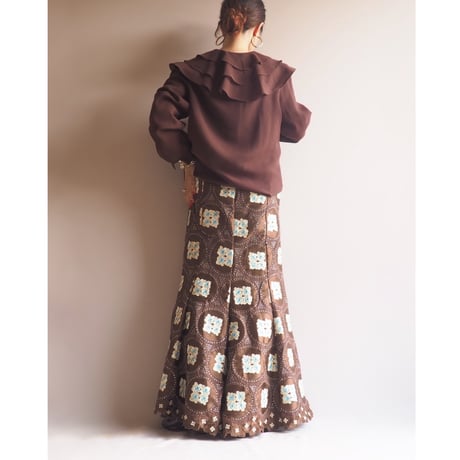 "Armon Originals" ruffle collar sheer blouse