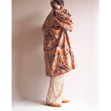 "The African Village" big collar tunic dress (PK×BE)