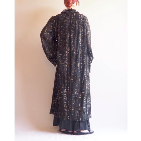vintage ruffle pleated midi dress
