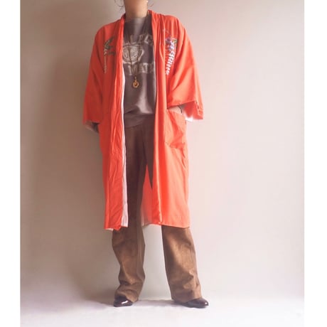 60s floral embroidered silk robe