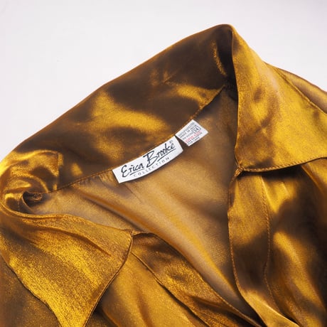 80〜90s "Erica Brooke" gold oversized sheer blouse