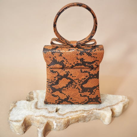 faux lether brown python mini bags