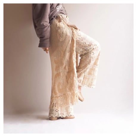 original remake lace fringe wrap skirt