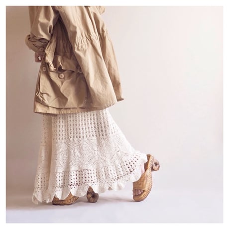 vintage ivory crochet maxi skirt