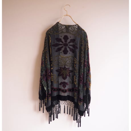"MSK" floral silk burnout tassel robe