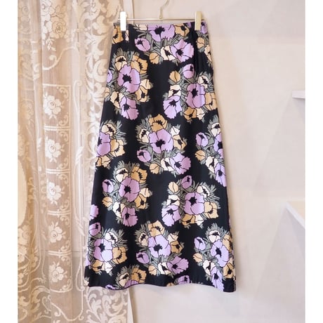 70s floral cotton maxi skirt