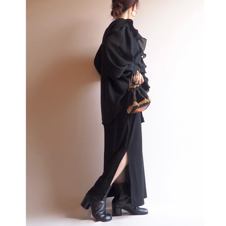 90s oversized ruffle sheer blouse
