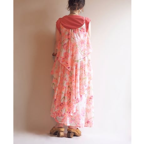 70s〜 floral strap maxi dress