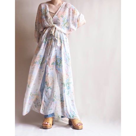 vintage floral lace sheer robe